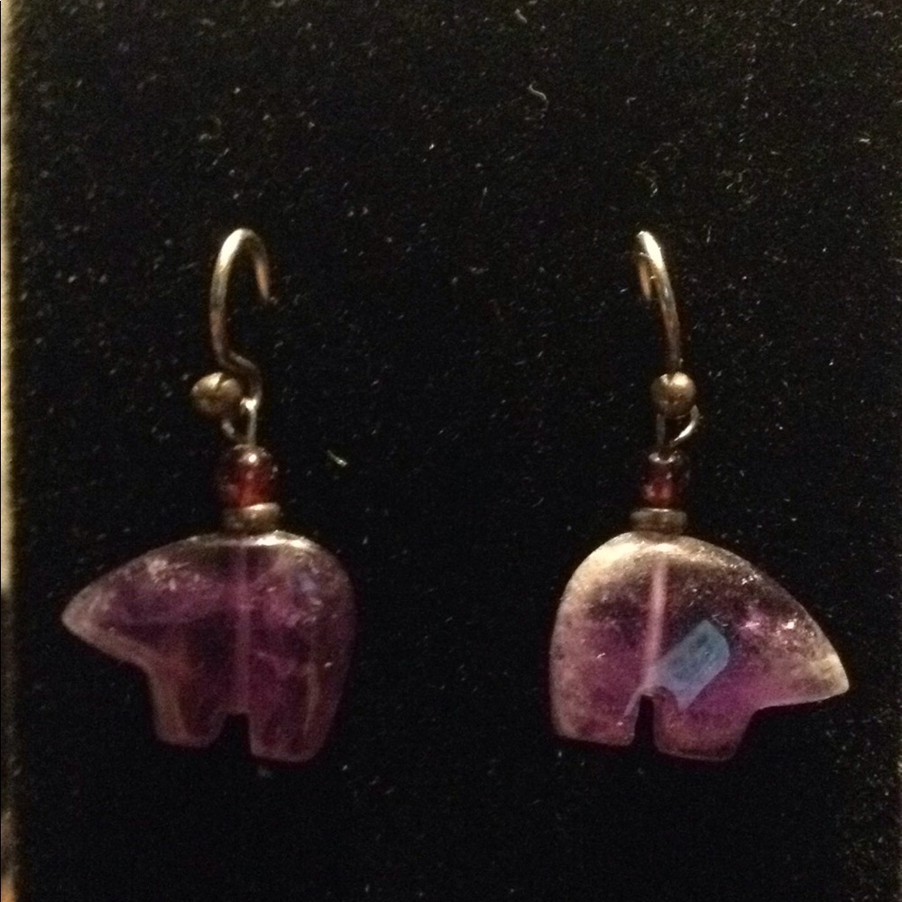 Small purple bear fetish earrings
